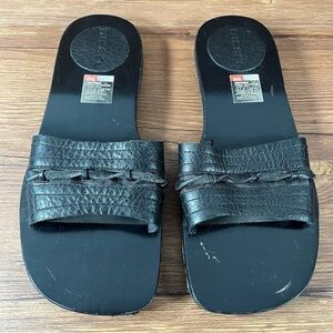 Diesel Black Leather Y2K Slip-On Slides Sandals Women’s Size 8 Shoes